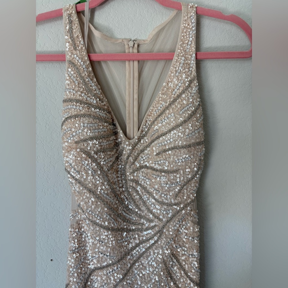 Adrianna Papell-Adrian Maddox Collection Sequin Tan Gown - Picture 5 of 13